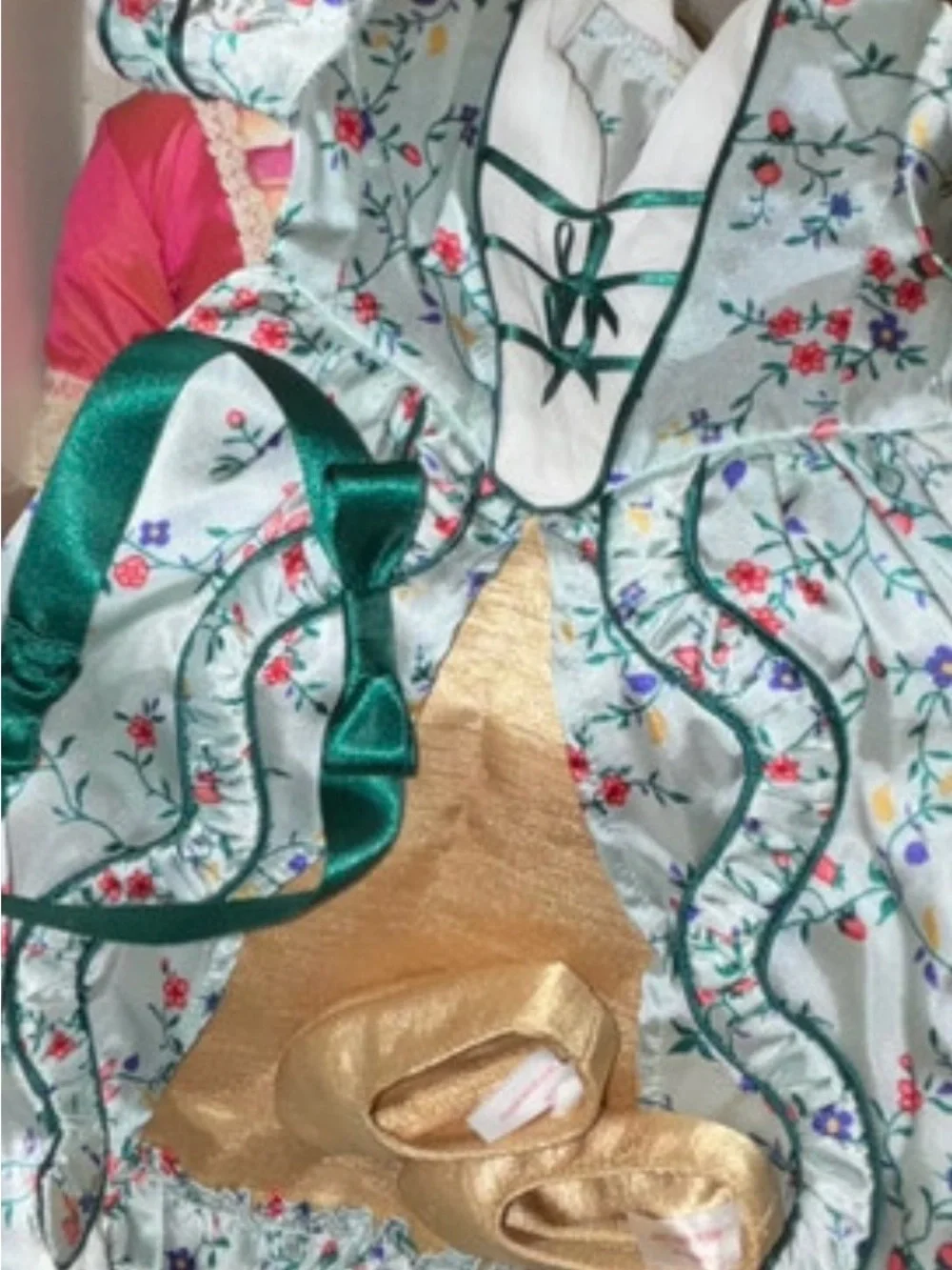 American Girl Doll Elizabeth Cole with retired 2005 holiday gown, shoes & bow